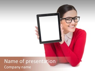 Brunette Holding Student PowerPoint Template