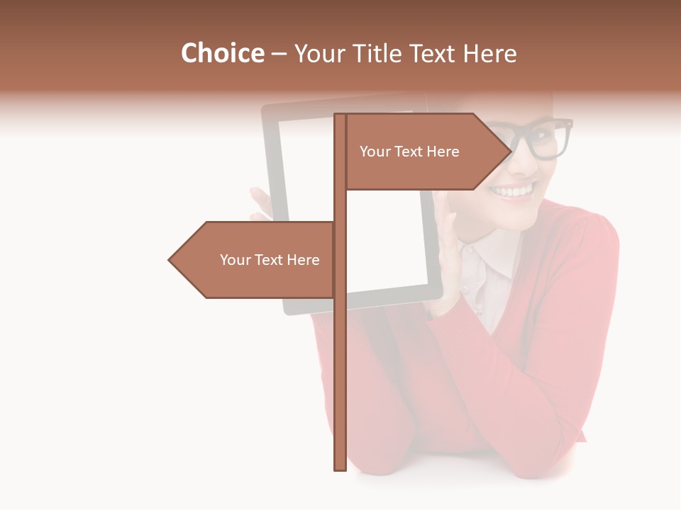 Brunette Holding Student PowerPoint Template