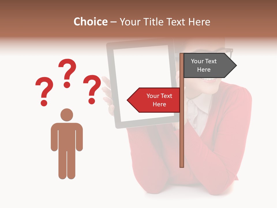 Brunette Holding Student PowerPoint Template