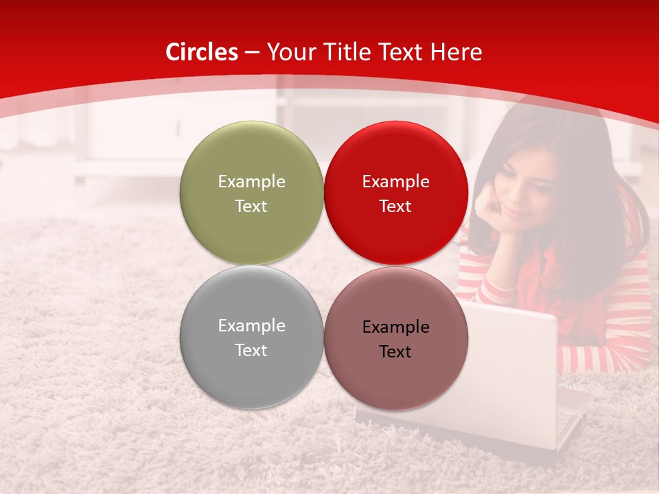 A Girl Laying On The Floor Using A Laptop Computer PowerPoint Template