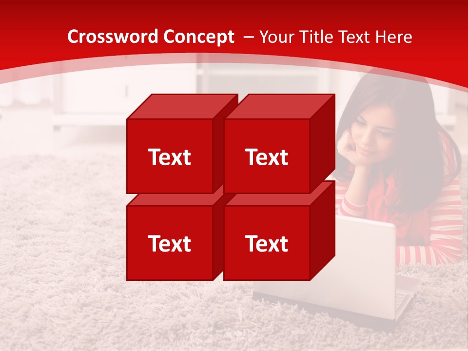 A Girl Laying On The Floor Using A Laptop Computer PowerPoint Template