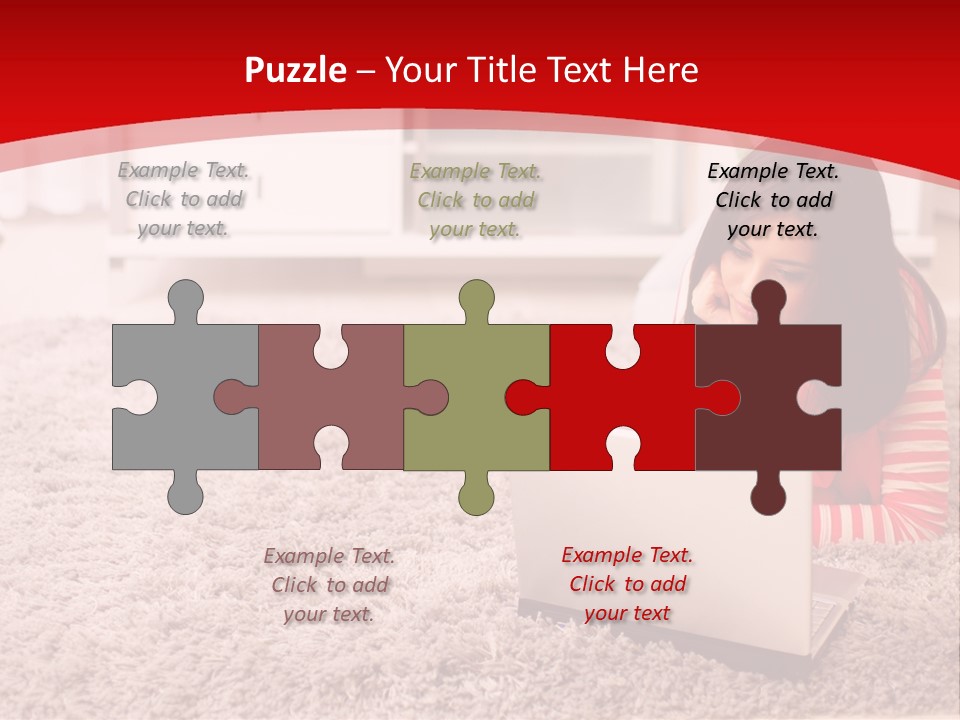 A Girl Laying On The Floor Using A Laptop Computer PowerPoint Template