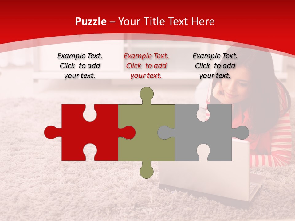 A Girl Laying On The Floor Using A Laptop Computer PowerPoint Template