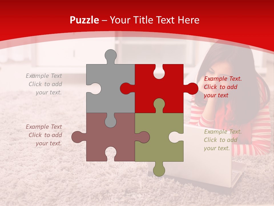 A Girl Laying On The Floor Using A Laptop Computer PowerPoint Template