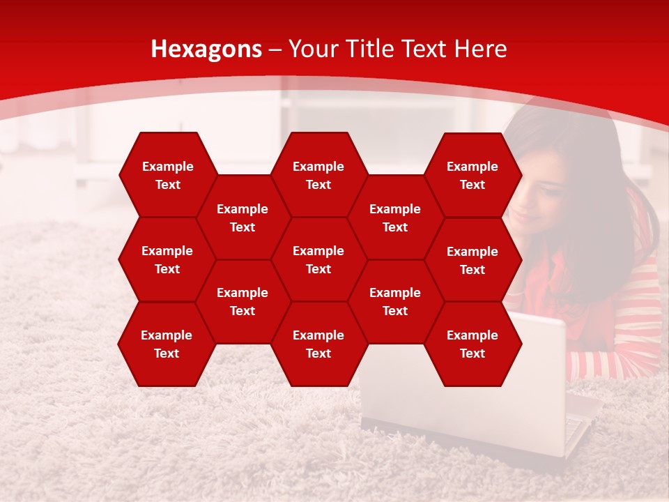 A Girl Laying On The Floor Using A Laptop Computer PowerPoint Template