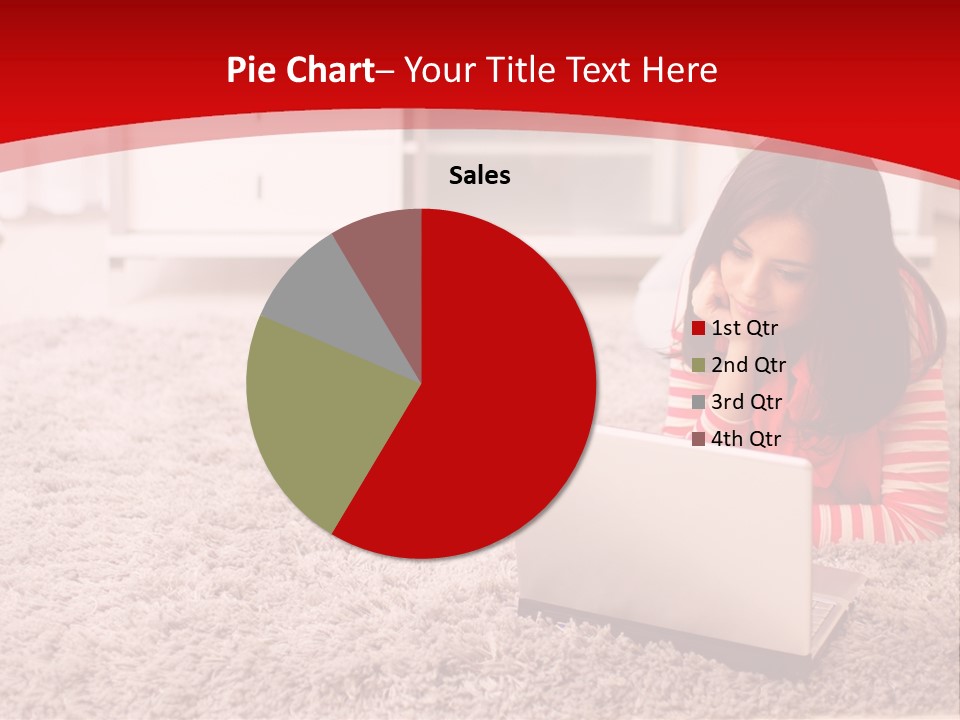 A Girl Laying On The Floor Using A Laptop Computer PowerPoint Template