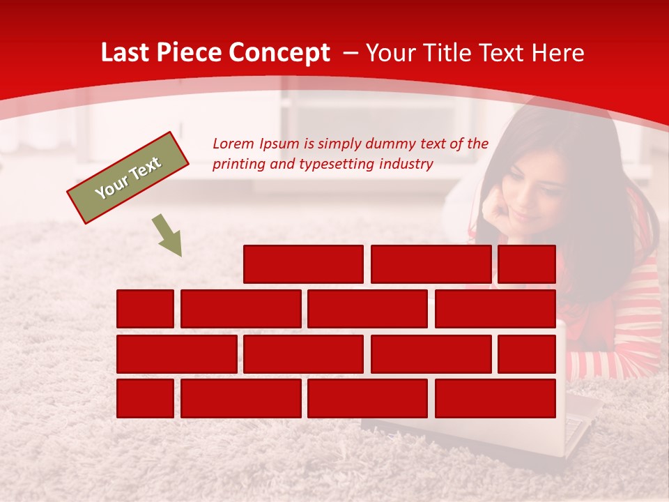 A Girl Laying On The Floor Using A Laptop Computer PowerPoint Template