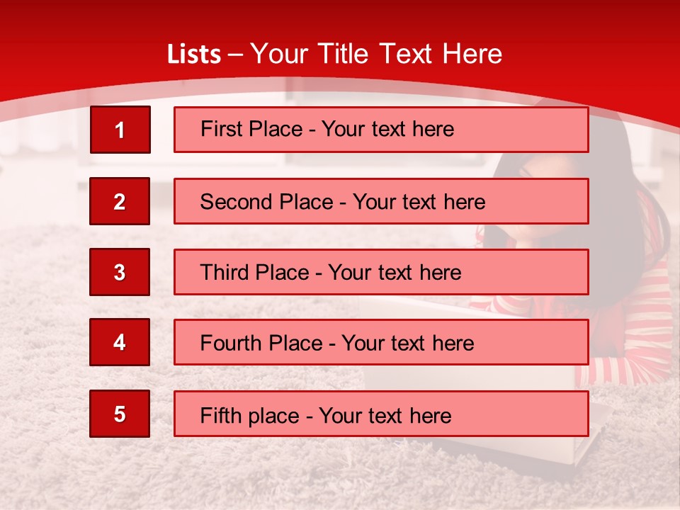 A Girl Laying On The Floor Using A Laptop Computer PowerPoint Template