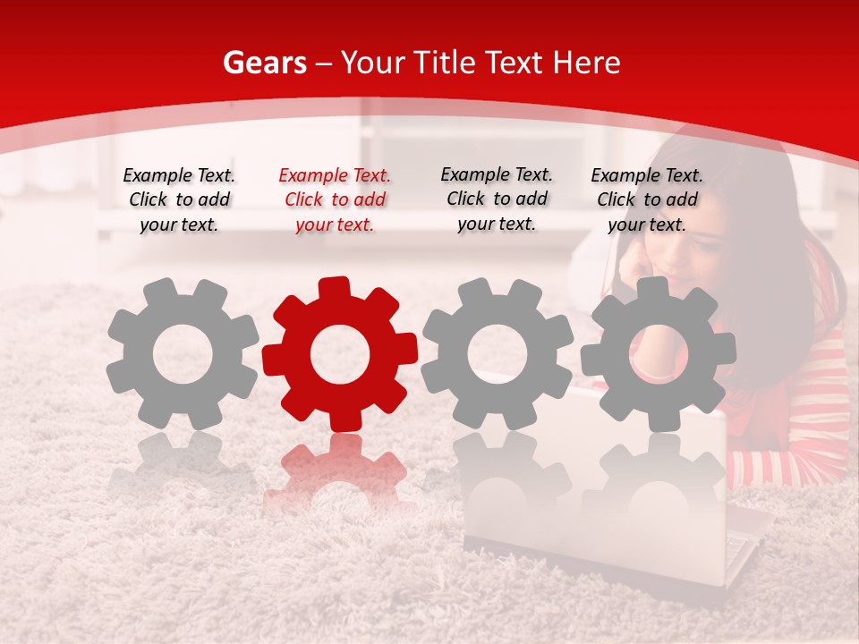 A Girl Laying On The Floor Using A Laptop Computer PowerPoint Template