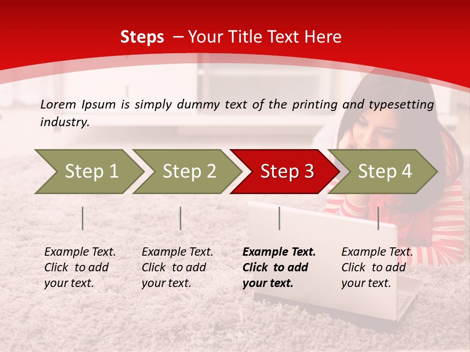 A Girl Laying On The Floor Using A Laptop Computer PowerPoint Template