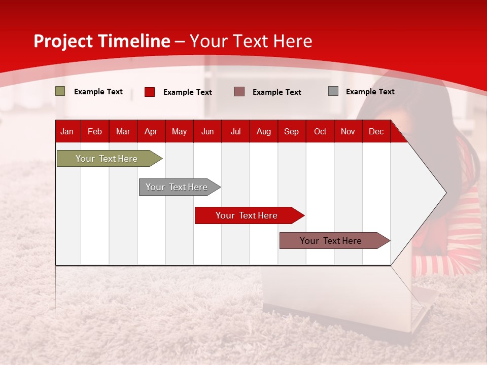 A Girl Laying On The Floor Using A Laptop Computer PowerPoint Template