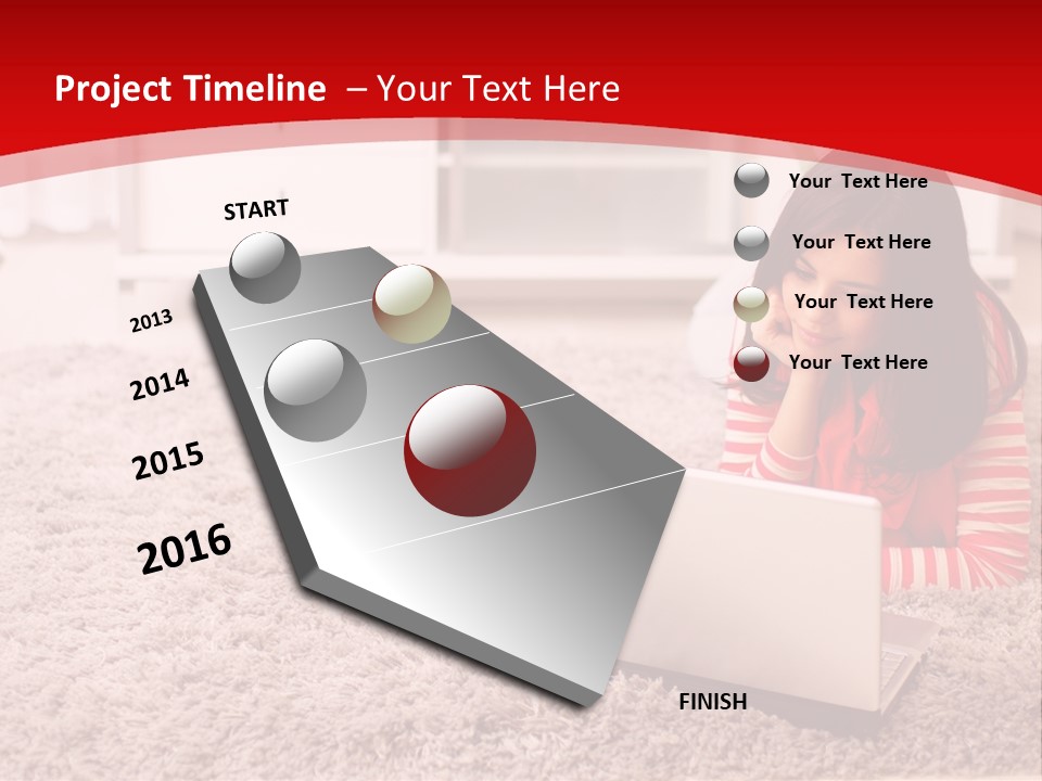 A Girl Laying On The Floor Using A Laptop Computer PowerPoint Template