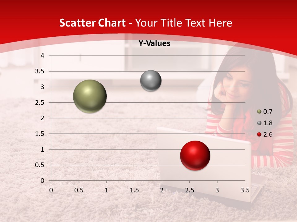 A Girl Laying On The Floor Using A Laptop Computer PowerPoint Template