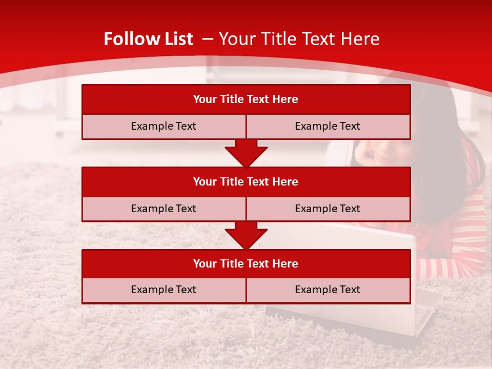 A Girl Laying On The Floor Using A Laptop Computer PowerPoint Template