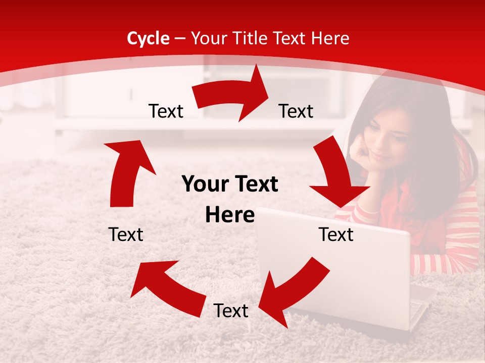 A Girl Laying On The Floor Using A Laptop Computer PowerPoint Template