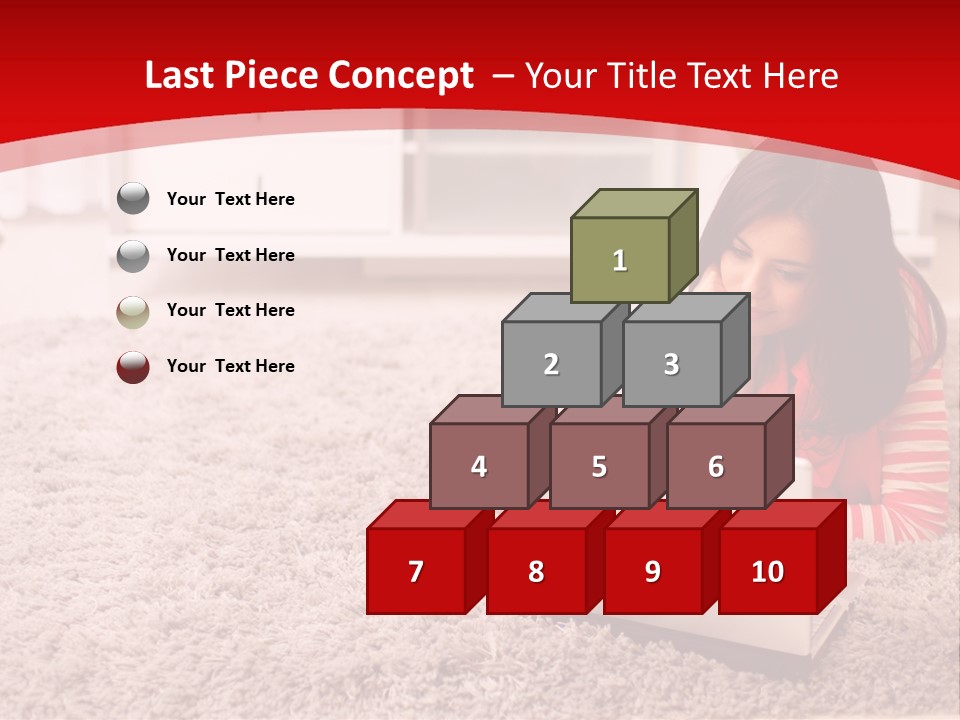 A Girl Laying On The Floor Using A Laptop Computer PowerPoint Template