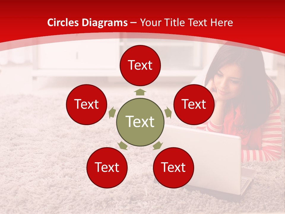 A Girl Laying On The Floor Using A Laptop Computer PowerPoint Template