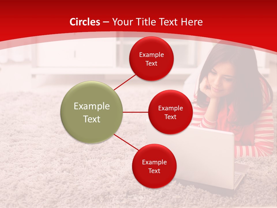 A Girl Laying On The Floor Using A Laptop Computer PowerPoint Template