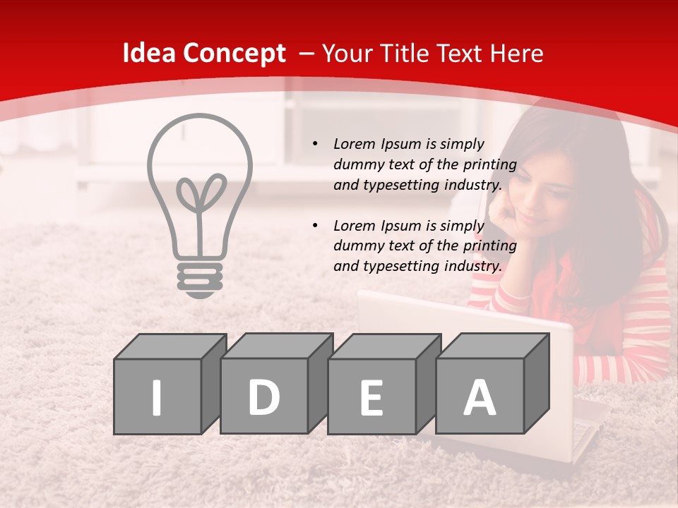 A Girl Laying On The Floor Using A Laptop Computer PowerPoint Template