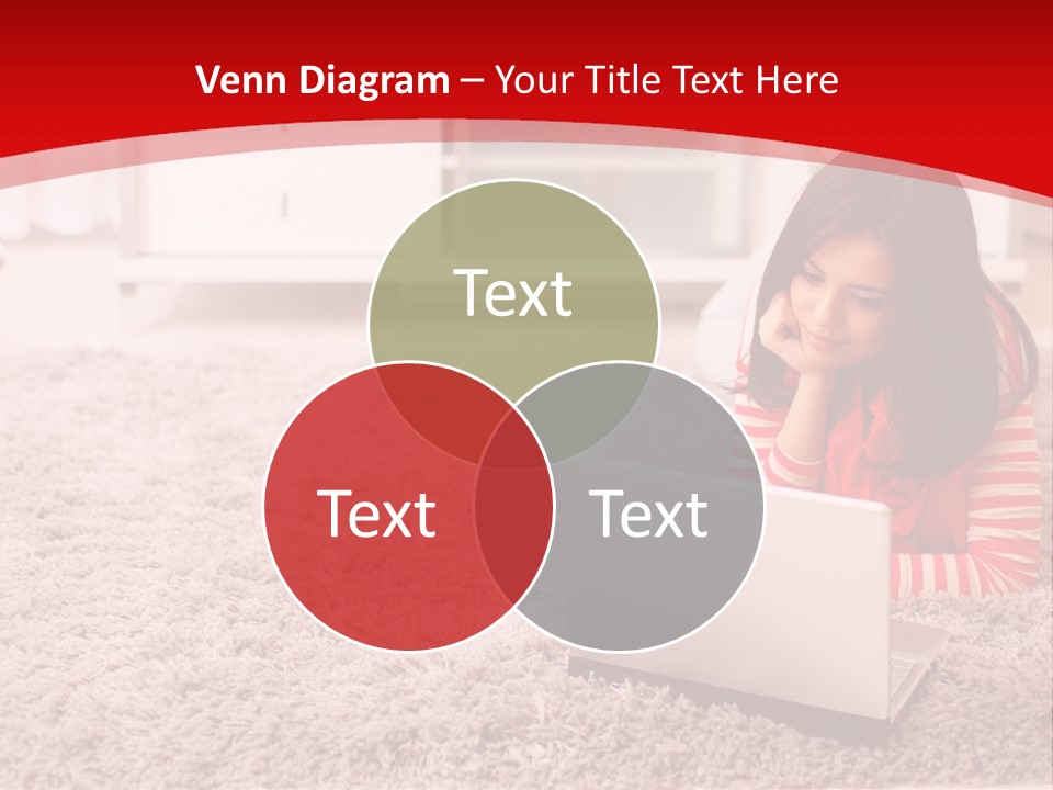 A Girl Laying On The Floor Using A Laptop Computer PowerPoint Template