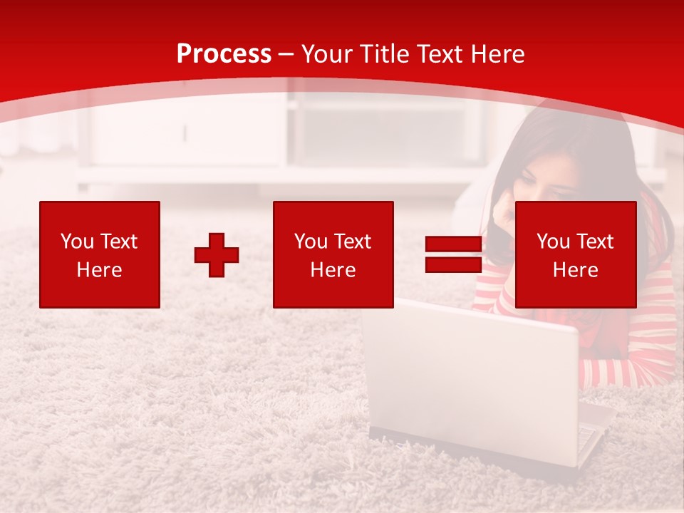 A Girl Laying On The Floor Using A Laptop Computer PowerPoint Template