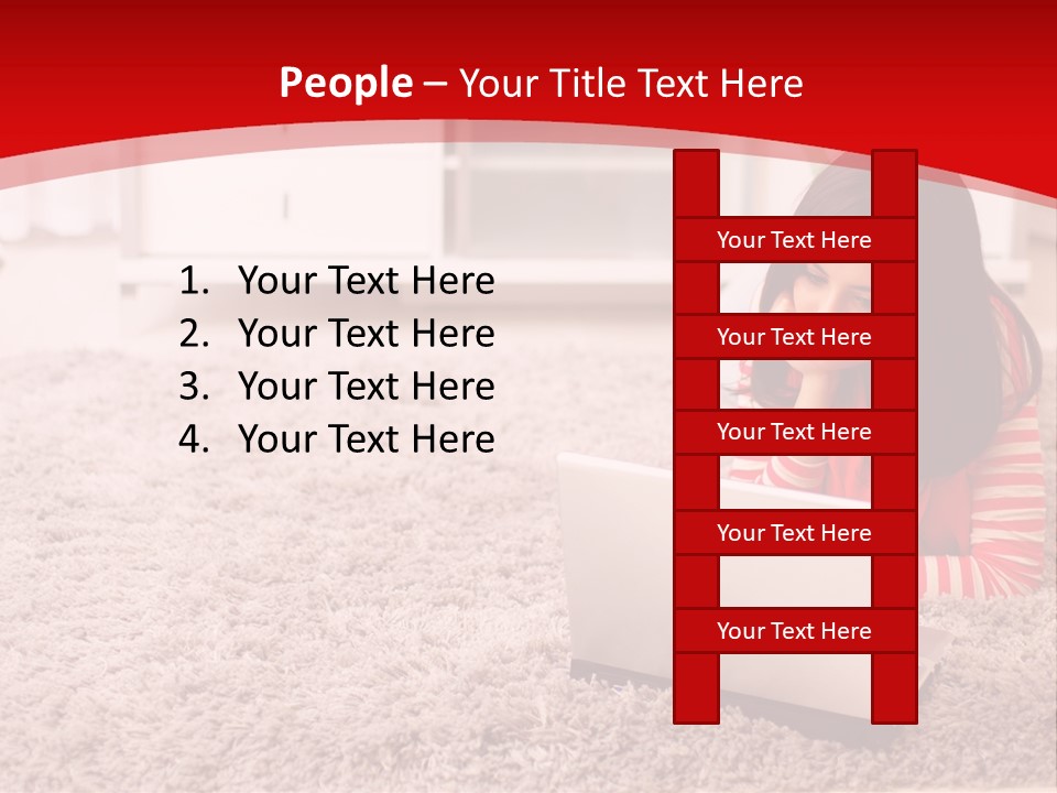 A Girl Laying On The Floor Using A Laptop Computer PowerPoint Template