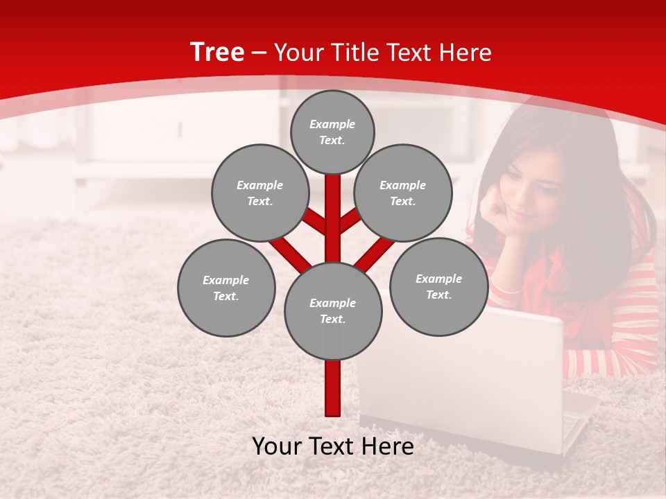 A Girl Laying On The Floor Using A Laptop Computer PowerPoint Template