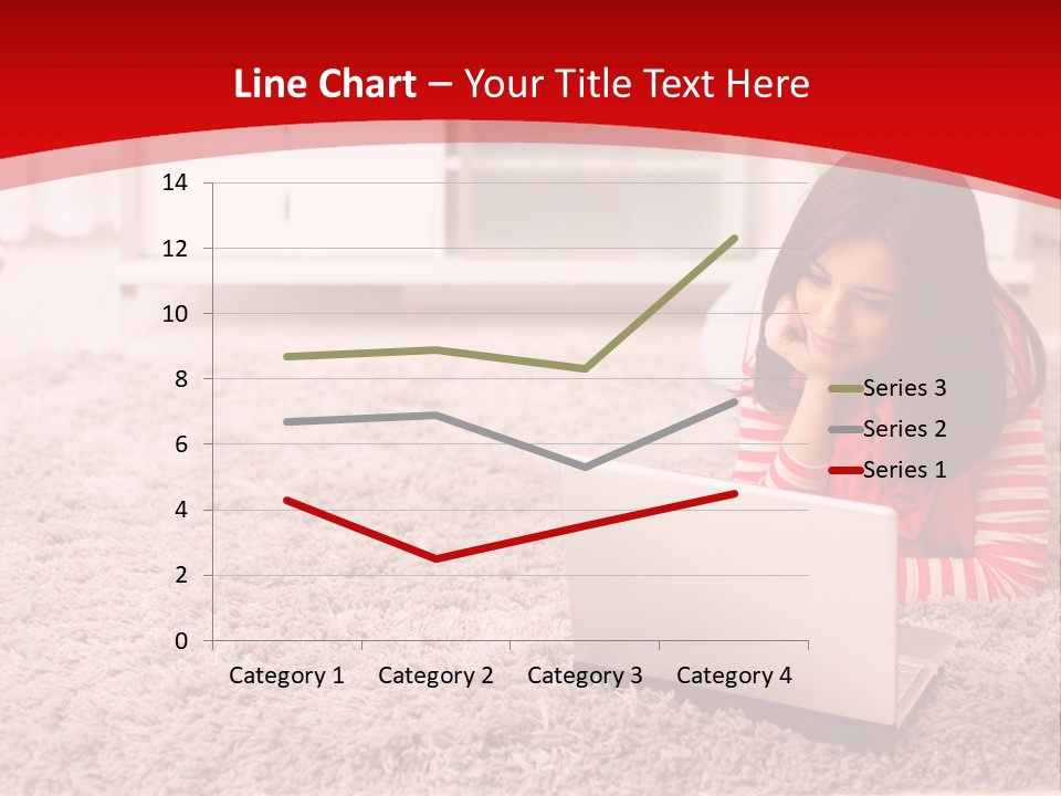 A Girl Laying On The Floor Using A Laptop Computer PowerPoint Template