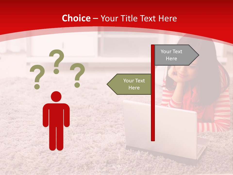 A Girl Laying On The Floor Using A Laptop Computer PowerPoint Template