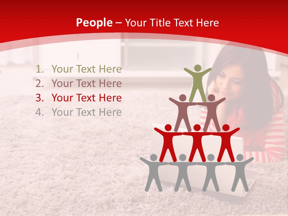 A Girl Laying On The Floor Using A Laptop Computer PowerPoint Template