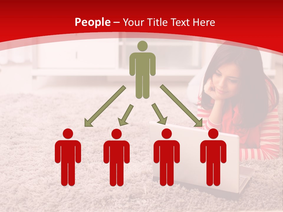 A Girl Laying On The Floor Using A Laptop Computer PowerPoint Template