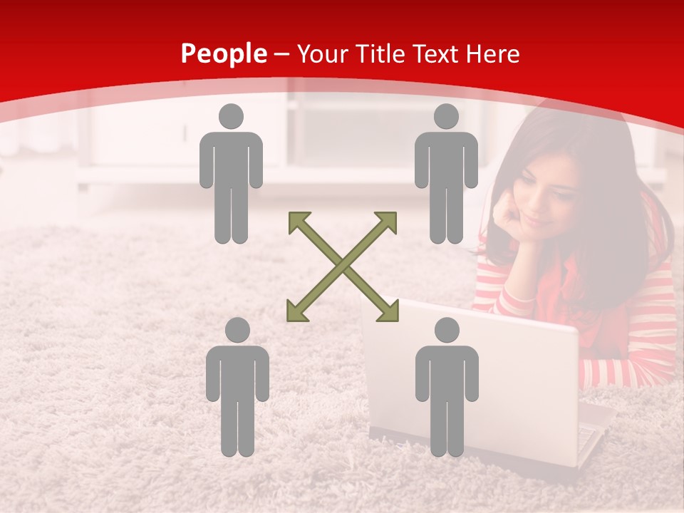 A Girl Laying On The Floor Using A Laptop Computer PowerPoint Template