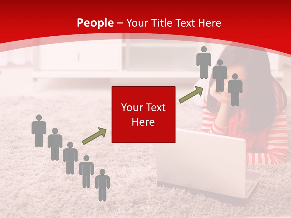 A Girl Laying On The Floor Using A Laptop Computer PowerPoint Template