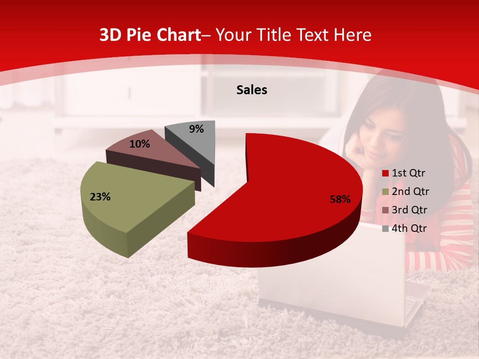 A Girl Laying On The Floor Using A Laptop Computer PowerPoint Template
