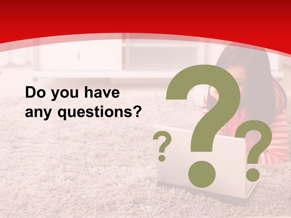 A Girl Laying On The Floor Using A Laptop Computer PowerPoint Template