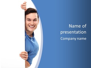 Peeking One Person Joy PowerPoint Template