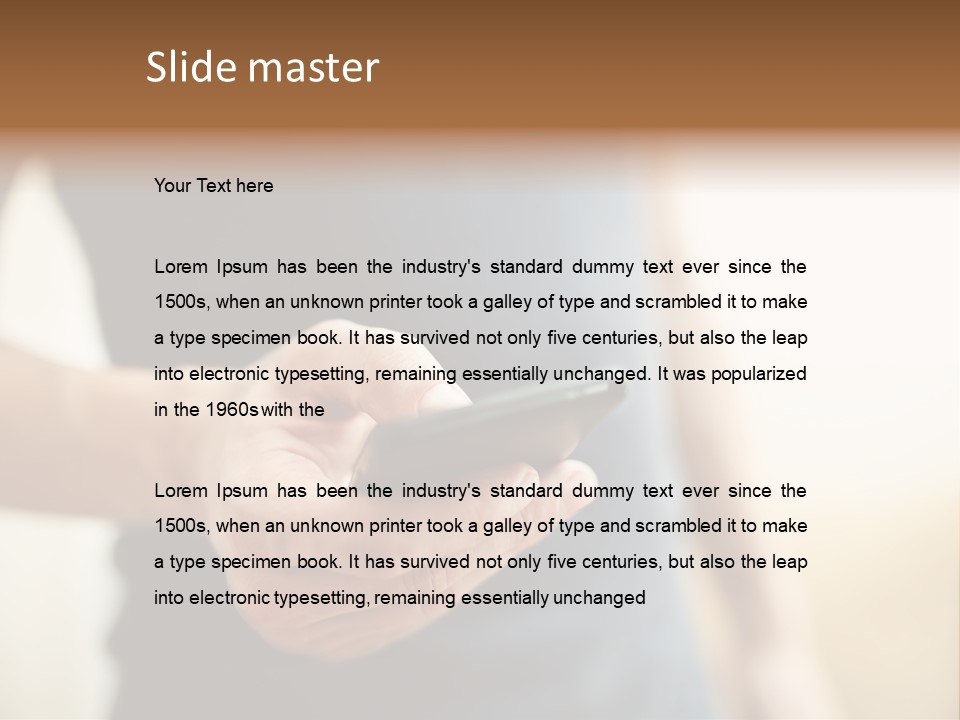 Smartphone Hand Looking PowerPoint Template