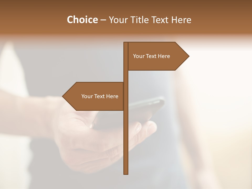 Smartphone Hand Looking PowerPoint Template