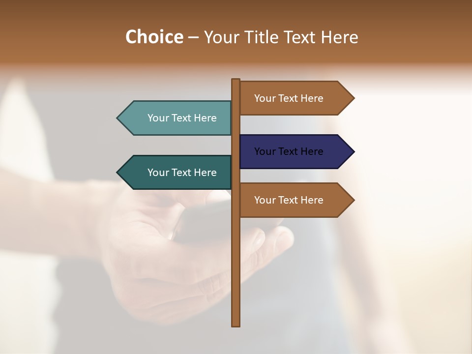 Smartphone Hand Looking PowerPoint Template