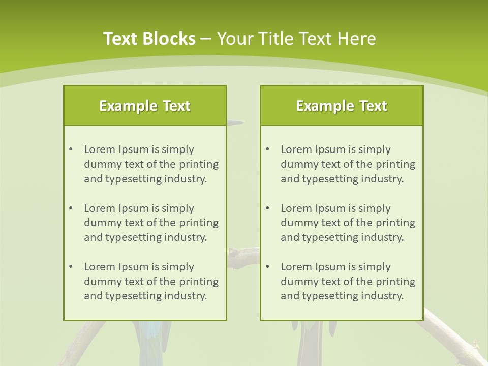 Two Colorful Birds Are Sitting On A Branch PowerPoint Template