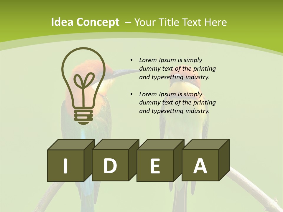 Two Colorful Birds Are Sitting On A Branch PowerPoint Template