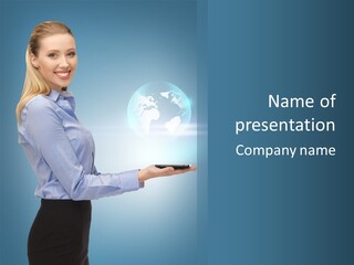 Globe Virtual Female PowerPoint Template