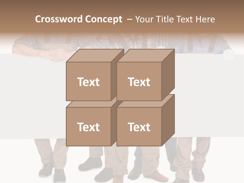 A Group Of Men In Hard Hats Holding A Sign PowerPoint Template