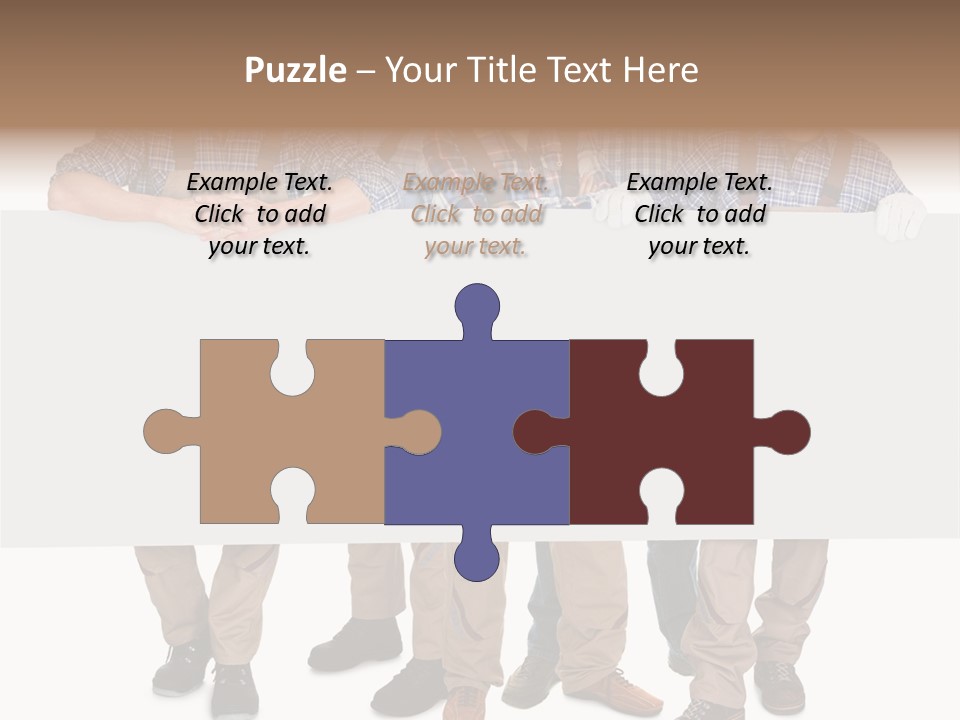 A Group Of Men In Hard Hats Holding A Sign PowerPoint Template