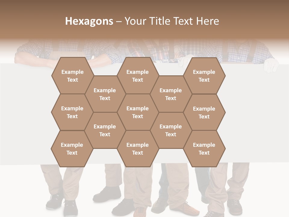A Group Of Men In Hard Hats Holding A Sign PowerPoint Template