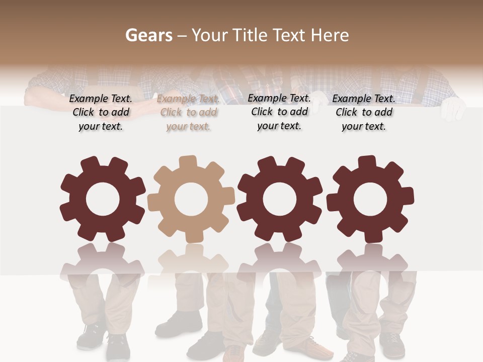 A Group Of Men In Hard Hats Holding A Sign PowerPoint Template