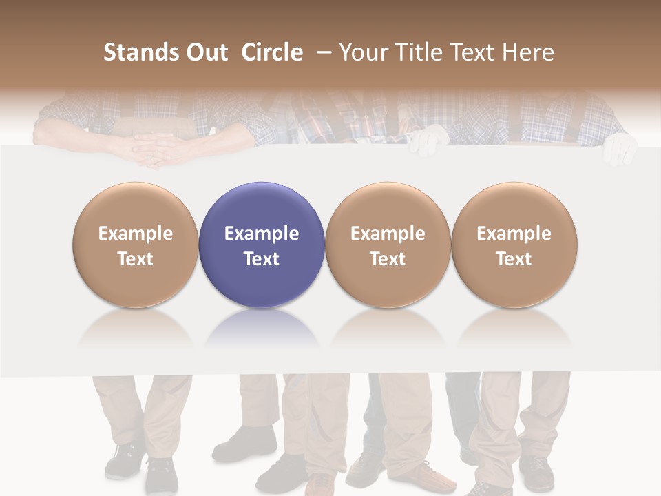 A Group Of Men In Hard Hats Holding A Sign PowerPoint Template