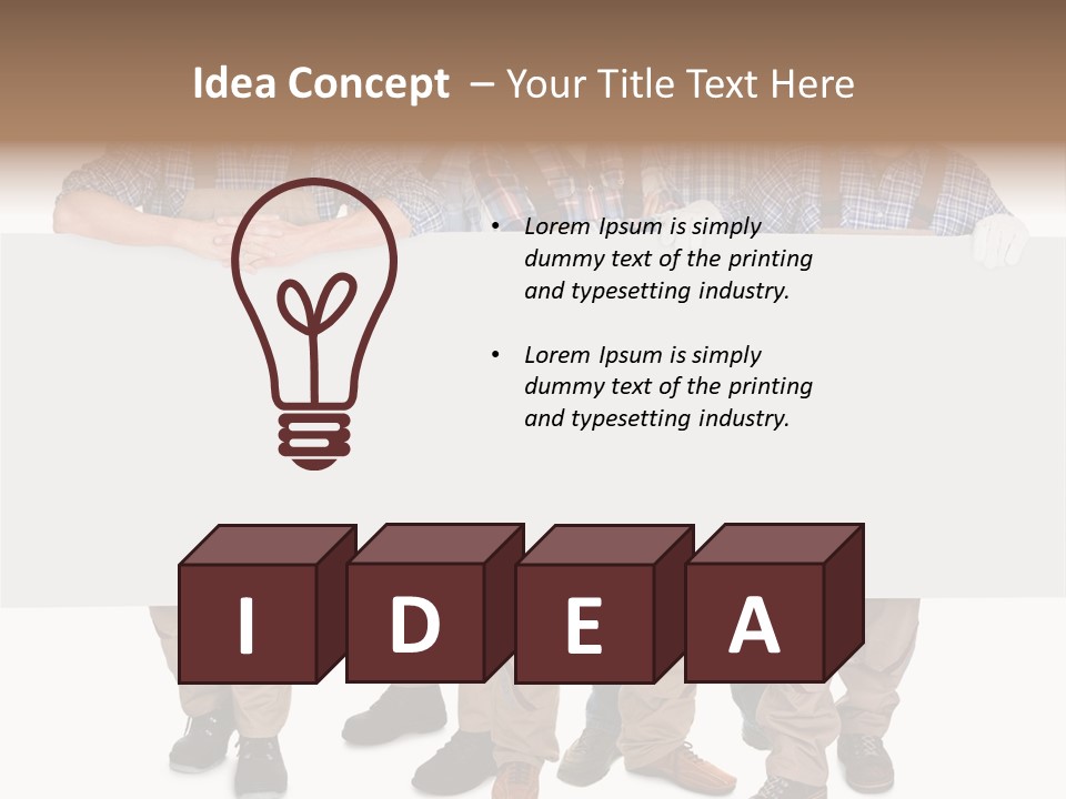 A Group Of Men In Hard Hats Holding A Sign PowerPoint Template