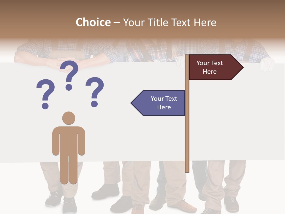 A Group Of Men In Hard Hats Holding A Sign PowerPoint Template