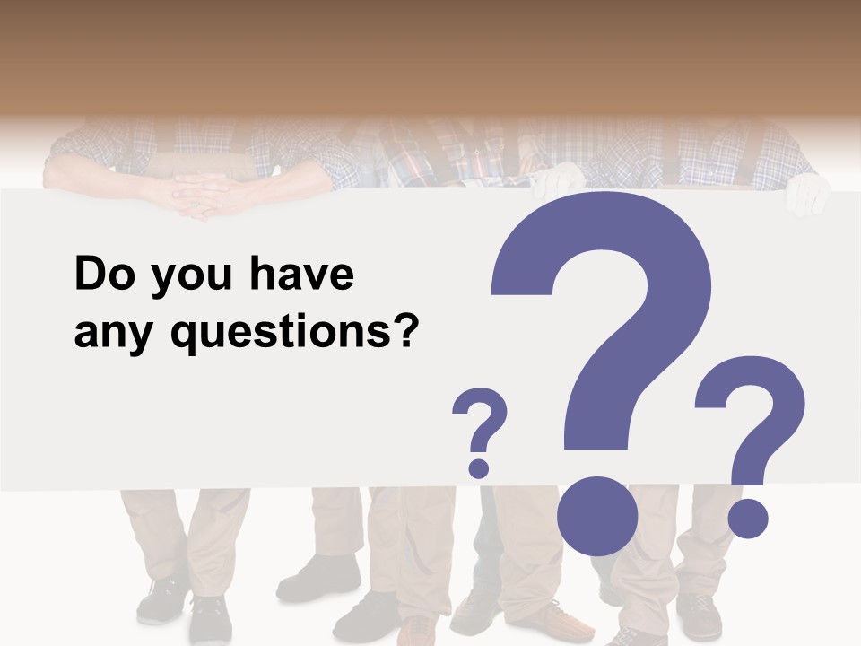 A Group Of Men In Hard Hats Holding A Sign PowerPoint Template